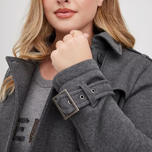 Torrid Gray Fleece Button-Up Peacoat Jacket 2X (18-20) - Picture 3 of 13